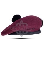 Maroon Wool Plain Balmoral Cap