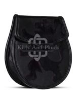 Rampant Lion Theme Black Leather Day Sporran
