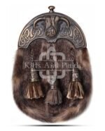 Brass Highland Cow Seal Fur Sporran