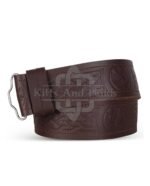 Thistle Embossed Brown Leather Kilt Belt