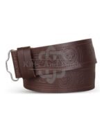 Trinity Knots Embossed Brown Leather Kilt Belt