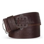 Celtic Knots Embossed Brown Leather Kilt Belt