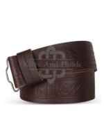Celtic Knots Embossed Brown Leather Kilt Belt