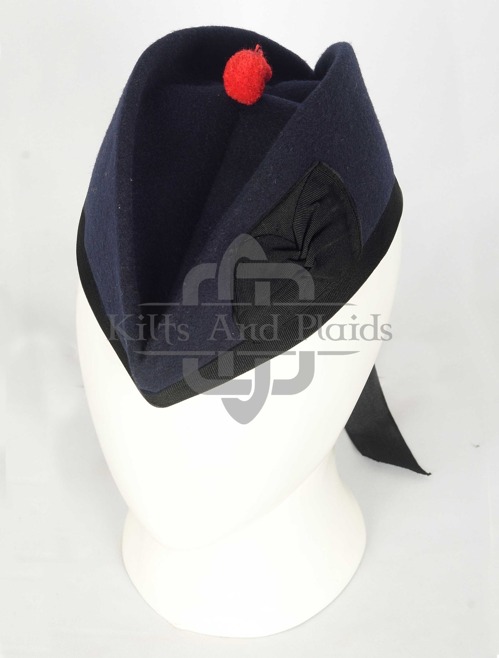 Navy Blue Wool Plain Glengarry Cap