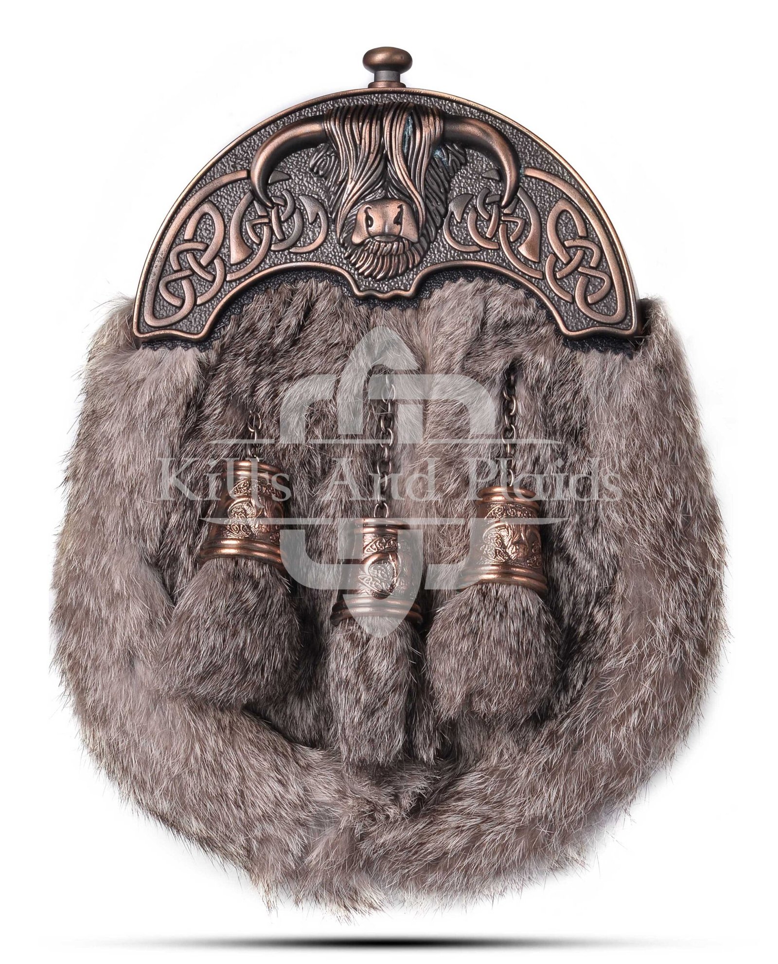 Bronze Highland Cow Brown Rabbit Fur Sporran
