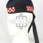 Navy Blue Wool Diced Glengarry Cap