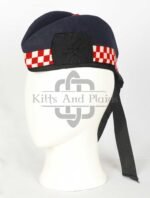 Navy Blue Wool Diced Glengarry Cap