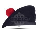 Black Wool Plain Balmoral Cap