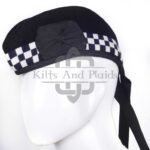 Black Wool Black White Diced Glengarry Hat