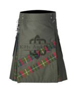 Olive Green Cotton - County Mayo Tartan Hybrid Kilt