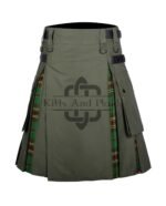 Olive Green Cotton - Tara Murphy Tartan Hybrid Kilt
