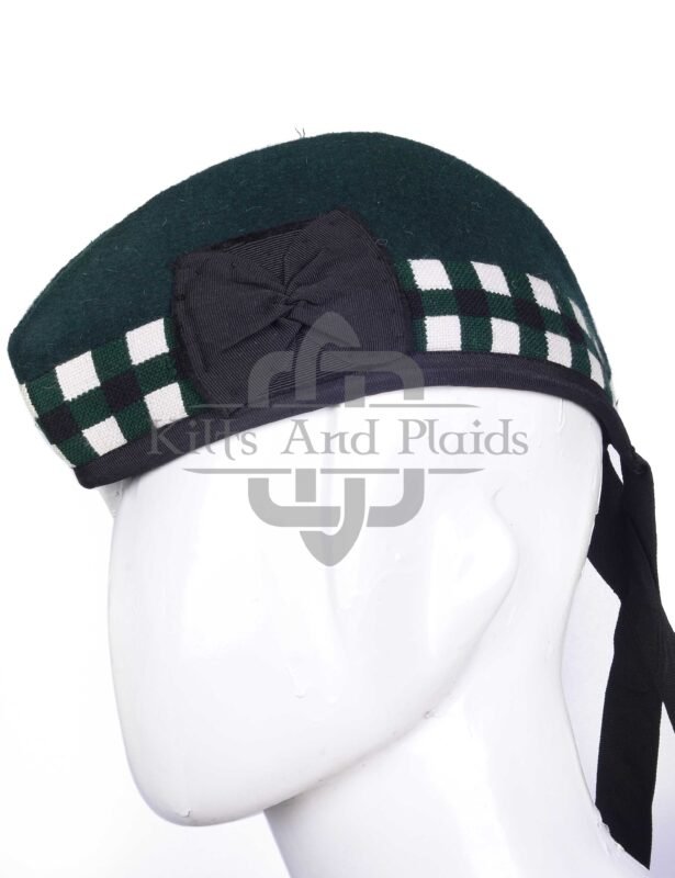 Solid Green Wool Glengarry Cap
