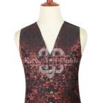 Red Brocade 5-Button Waistcoat