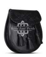 Black Leather Embossed Day Sporran