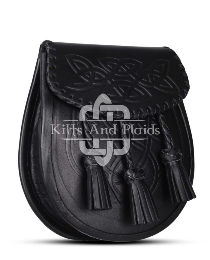 Black Leather Embossed Day Sporran