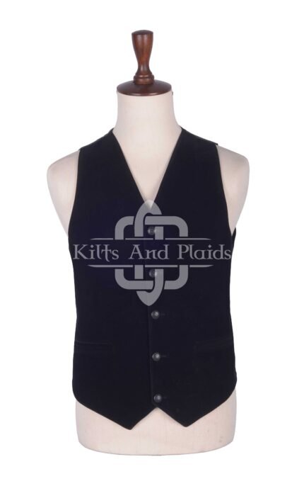Black Velvet 5 Buttons Argyll Waistcoat