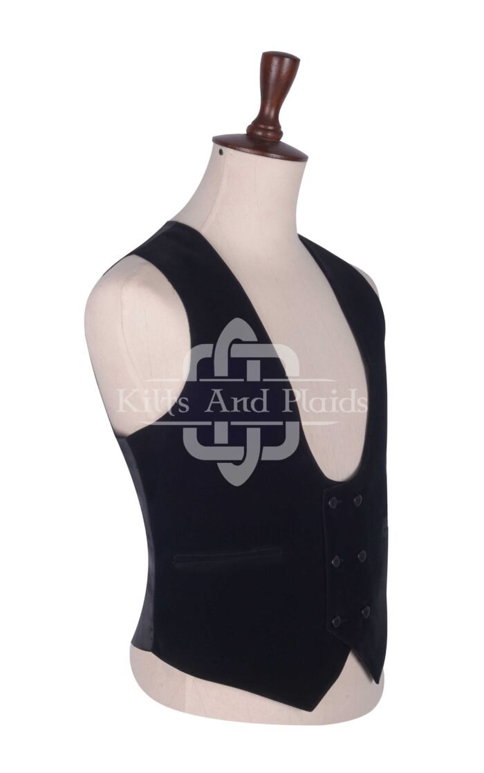 Black Velvet Double Breasted Kilt Waistcoat