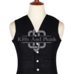 Black Wool 5 Buttons Argyll Vest