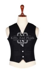 Black Wool 5 Buttons Argyll Vest