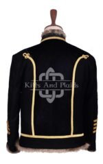 Scottish Black Wool Gold Braided Military Hussar Jacket