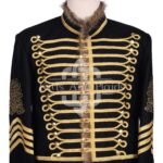 Scottish Black Wool Gold Braided Military Hussar Jacket