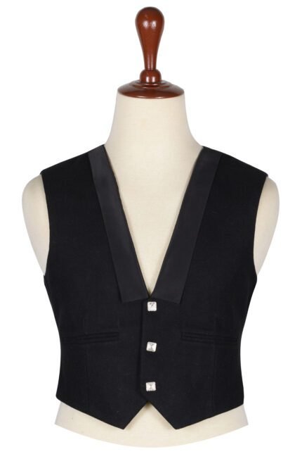 Black Wool Prince Charlie Vest
