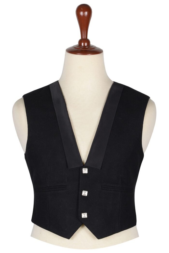 Black Wool Prince Charlie Vest