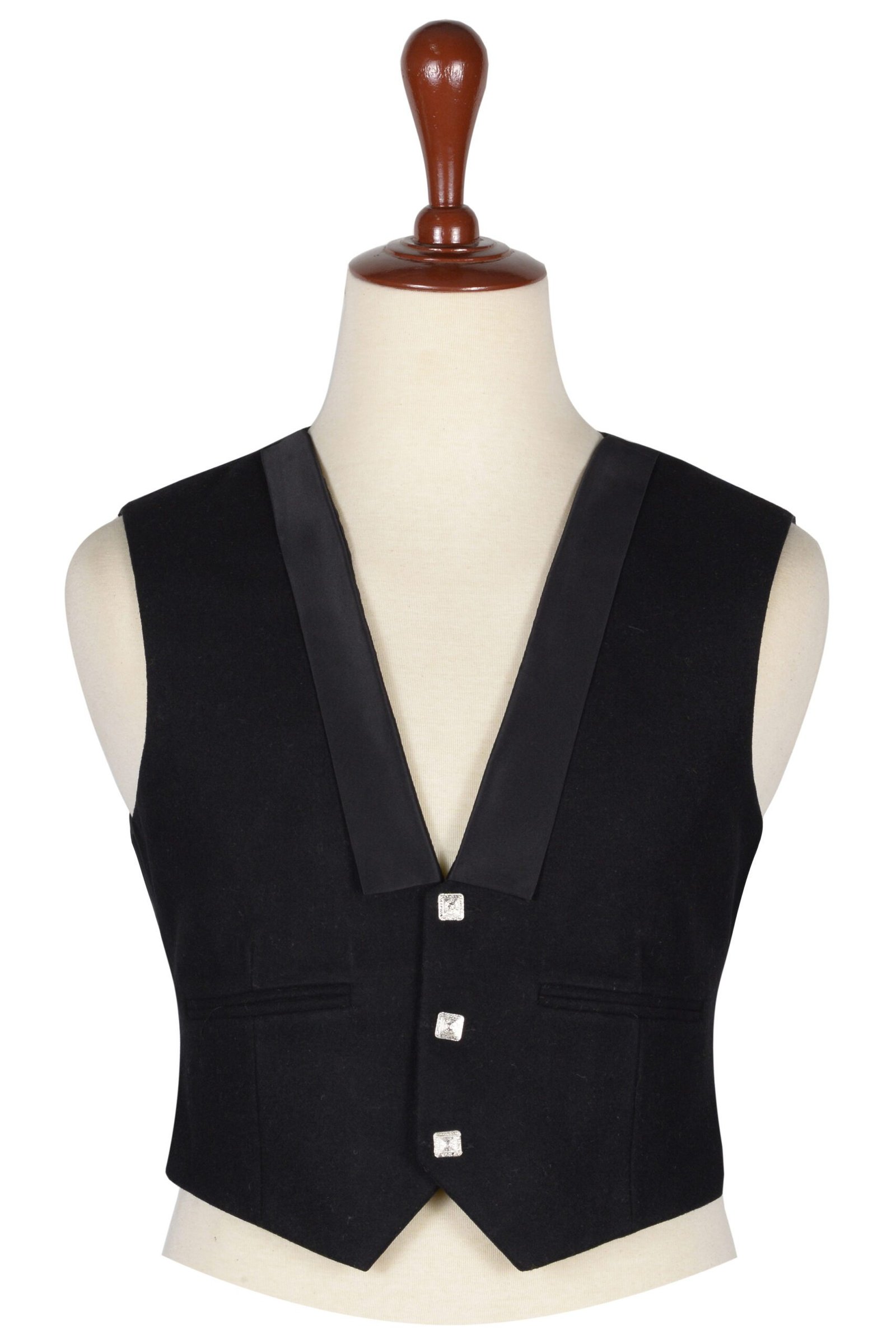 Black Wool Prince Charlie Vest