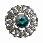 Scottish Antique Bottle green Brass Brooch