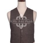 Brown Herringbone 5-Button Waistcoat