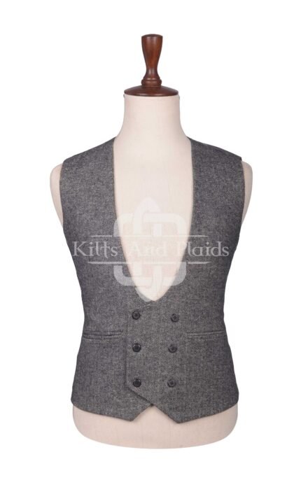 Brown Tweed Double Breasted Kilt Waistcoat