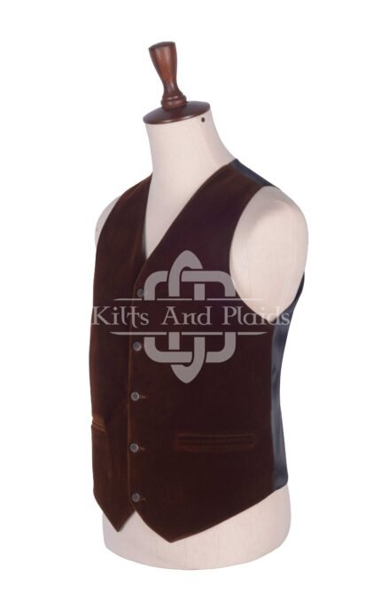 Brown Velvet 5 Buttons Argyll Waistcoat