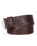 Celtic Knots Diamond Shap Embossed Brown Kilt Belt