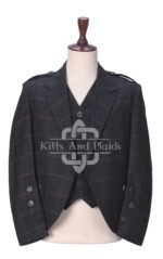 Charcoal Gray Plaid Tweed Jacket