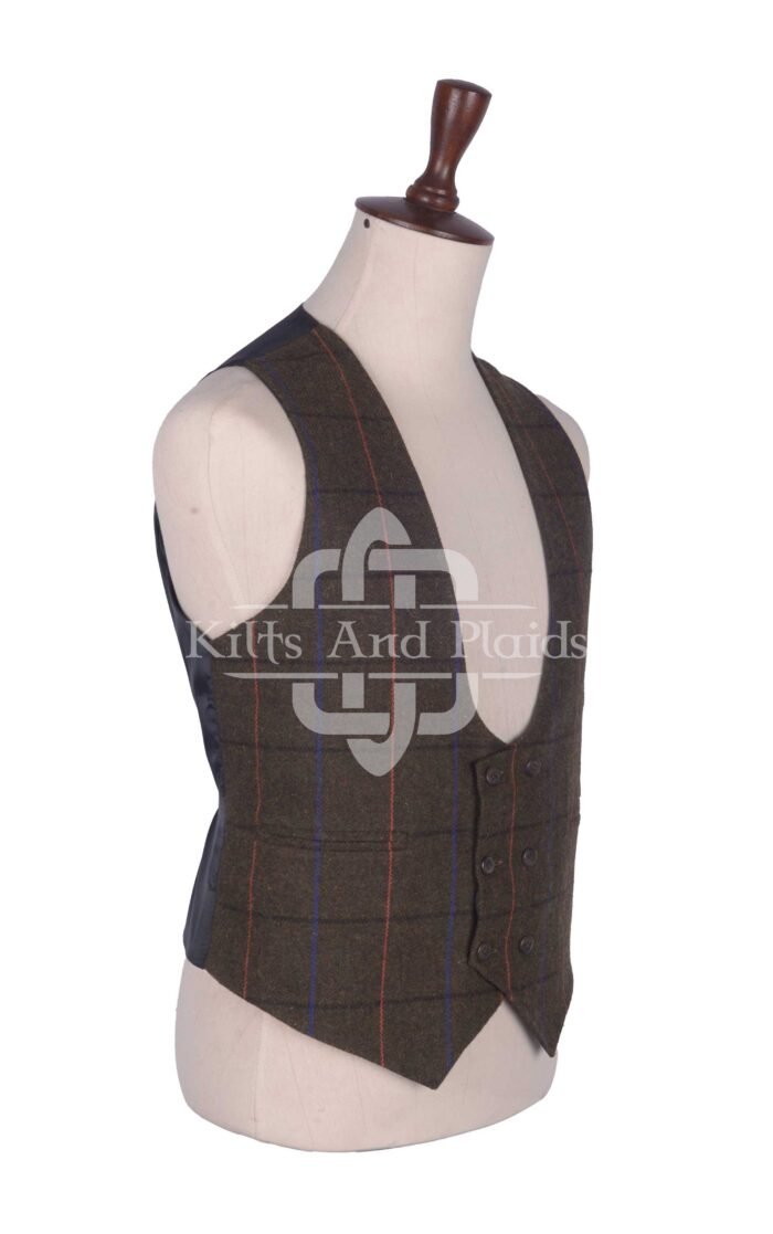 Country Brown Tweed Double Breasted Kilt Waistcoat