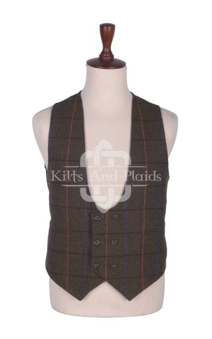 Country Brown Tweed Double Breasted Kilt Waistcoat