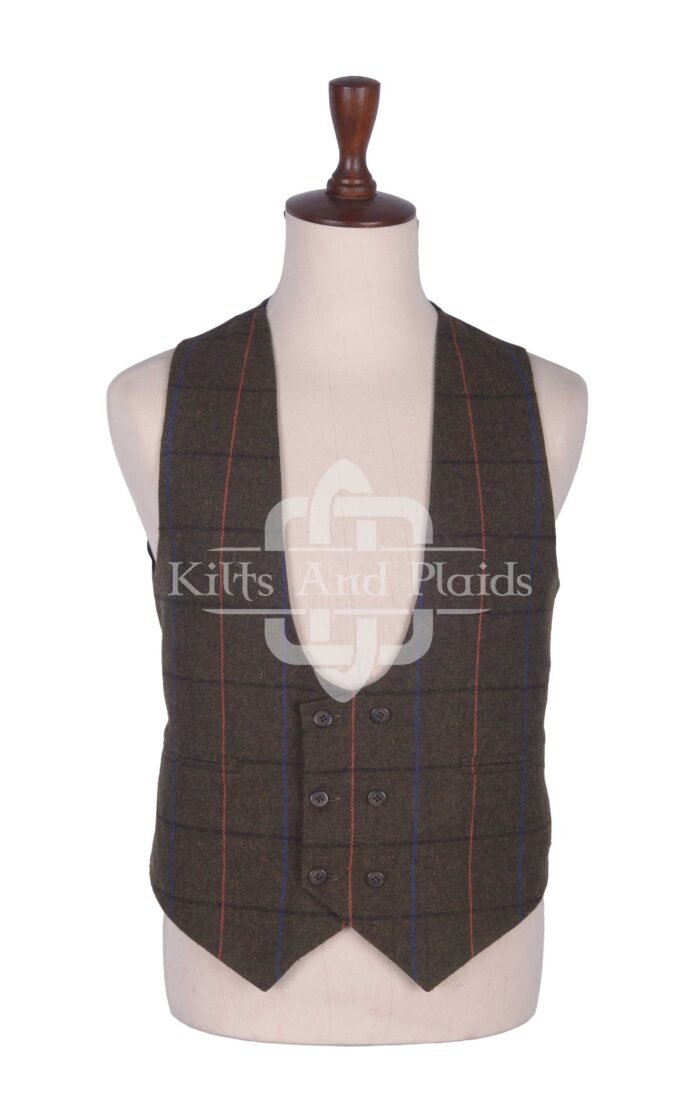 Country Brown Tweed Double Breasted Kilt Waistcoat
