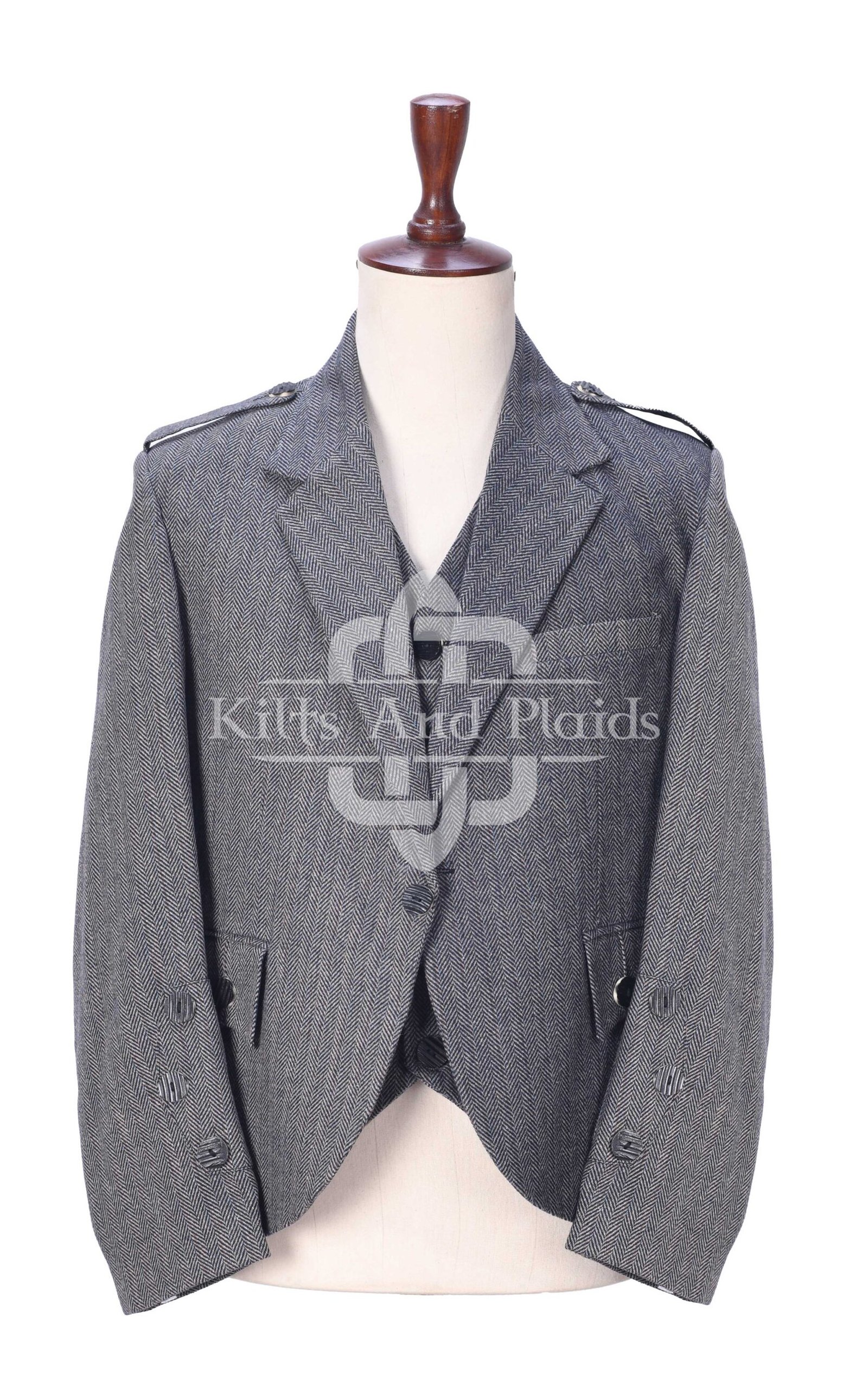 Gray Tweed 5 Buttons Argyll Jacket