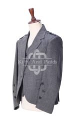 Gray Tweed 5 Buttons Argyll Jacket - Image 3