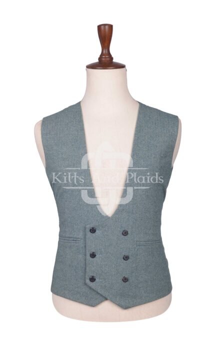 Lovat Blue Tweed Double Breasted Kilt Waistcoat