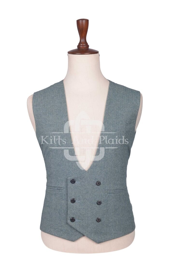 Lovat Blue Tweed Double Breasted Kilt Waistcoat