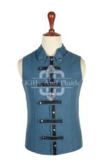 Lovat Blue Wool Punk Rock Waistcoat