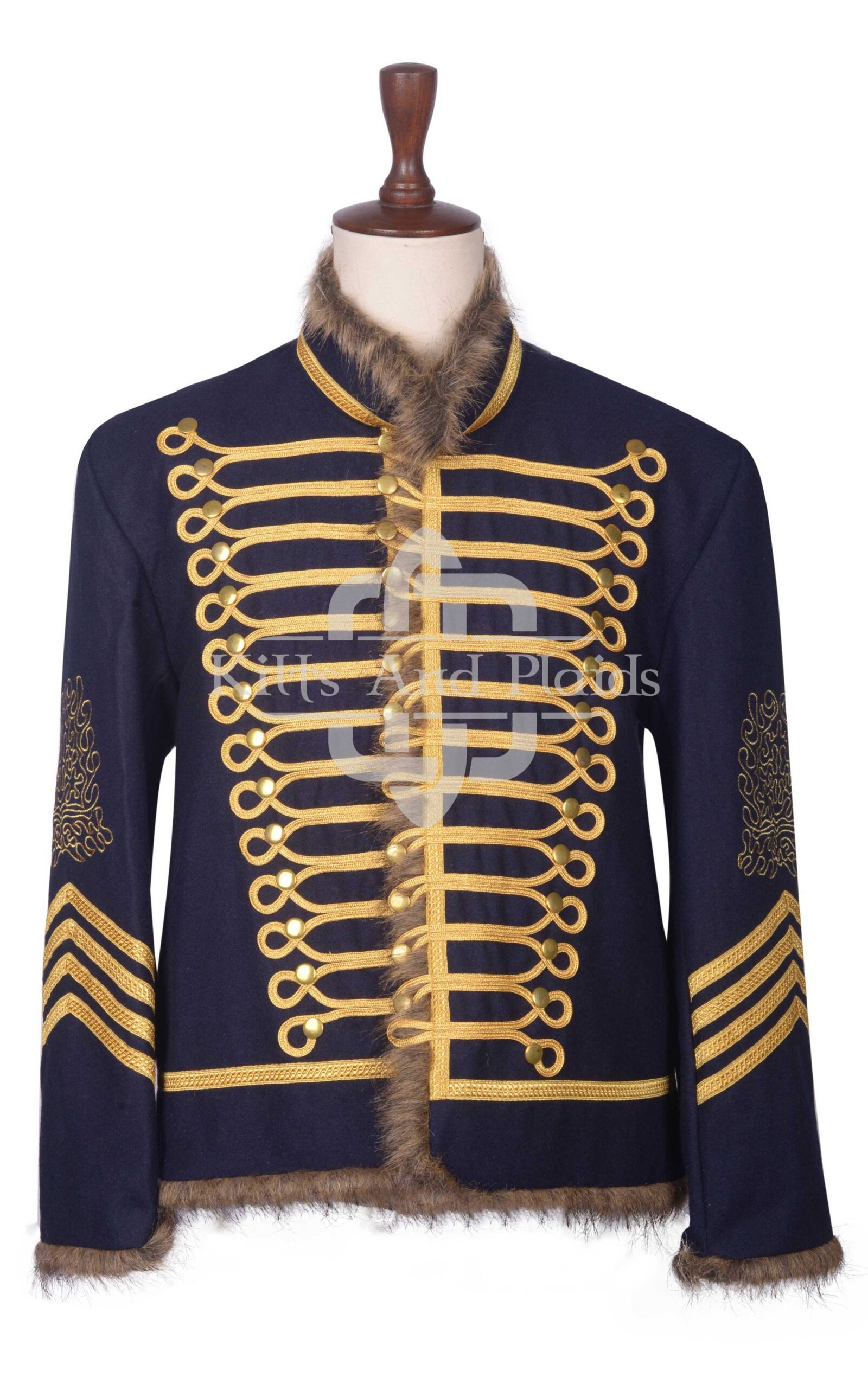 Navy Wool Gold Braided Royal Military Officer Jacket