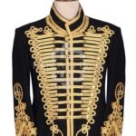 Black Wool Gold Braided Royal Military Officer Jacket