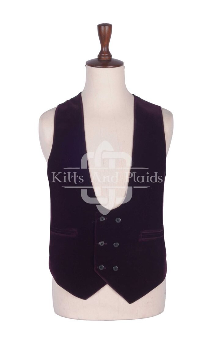 Purple Velvet Double Breasted Kilt Waistcoat