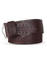 Rampant Lion Embossed Brown Kilt Belt
