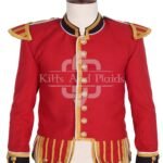 Red Gold Melton Wool Scottish Military Piper Doublet