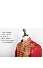 Red Melton Wool Gold Braided Military Renaissance Jacket