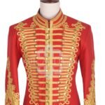 Red Melton Wool Gold Braided Military Renaissance Jacket