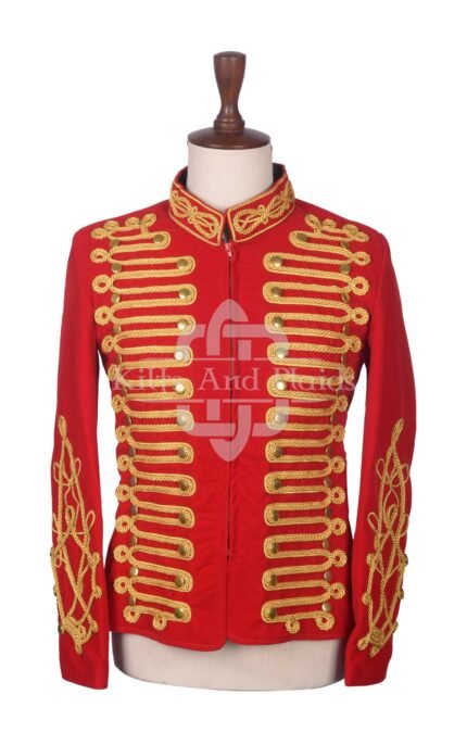 Red Wool Gold Braided Royal Military Officer Jacket